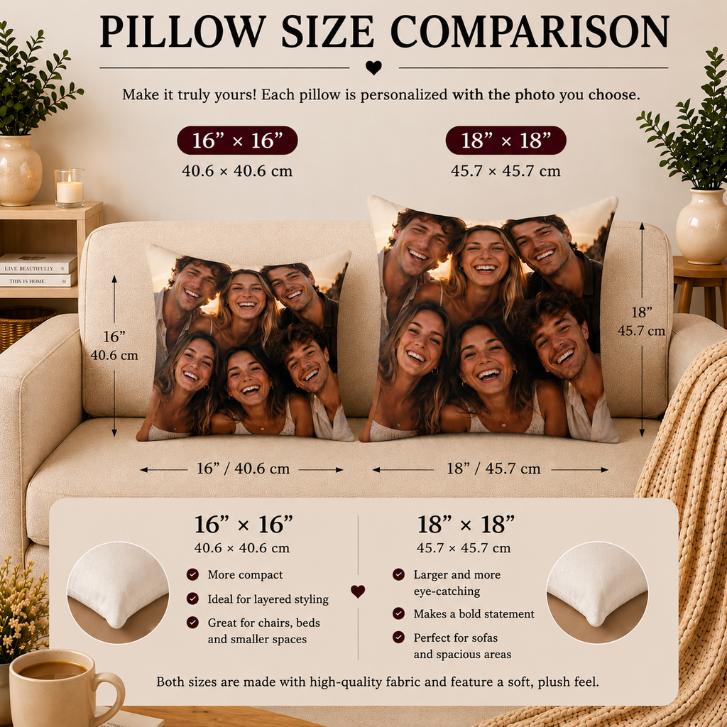 Friends Photo Personalized Pillow - Custom Picture Gift for Friends