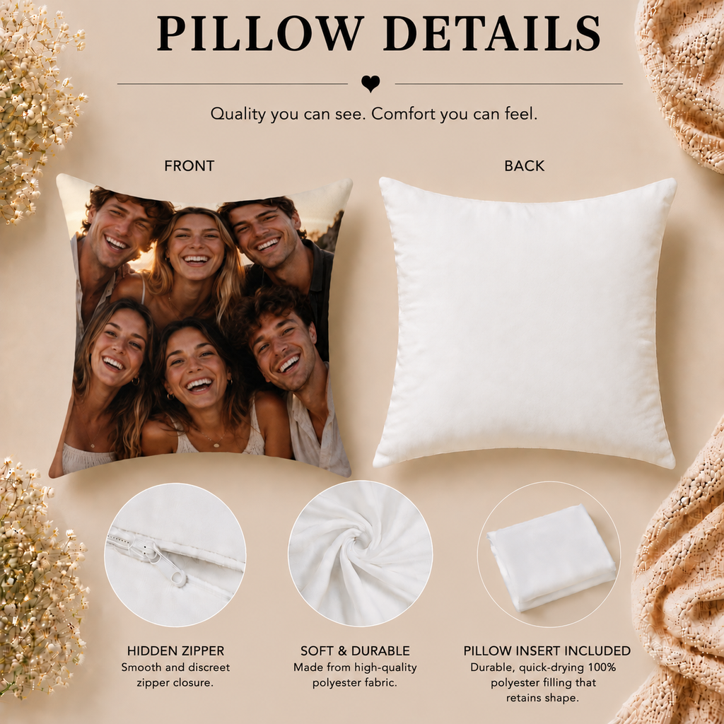Friends Photo Personalized Pillow - Custom Picture Gift for Friends