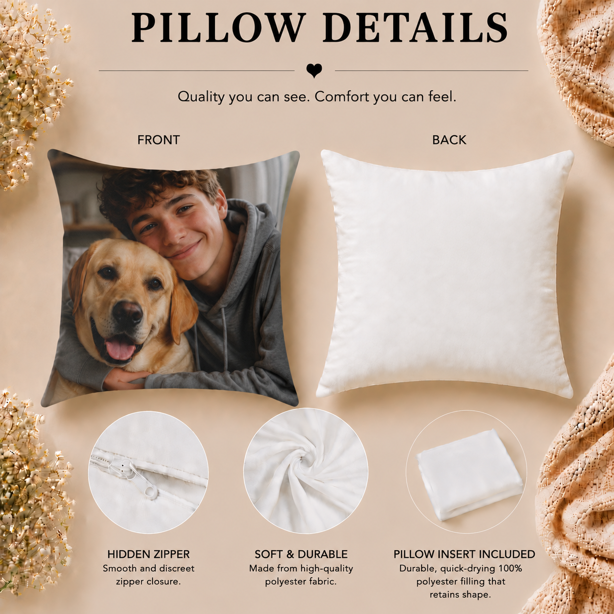 Photo Personalized Pillow - Custom Picture Gift for Teens