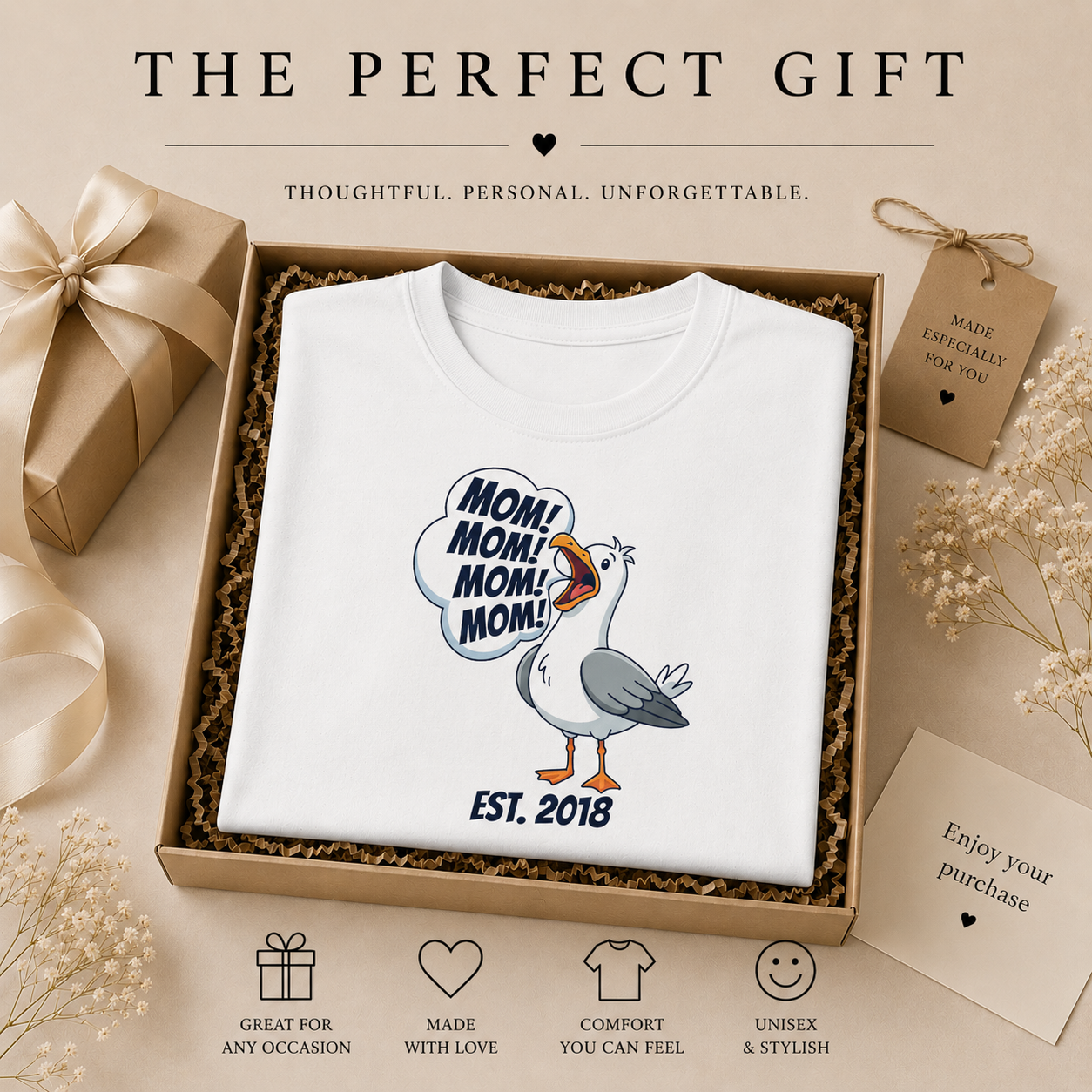 Mom Mom Mom Mom Personalized T-Shirt - Custom Name Funny Gift for Mom