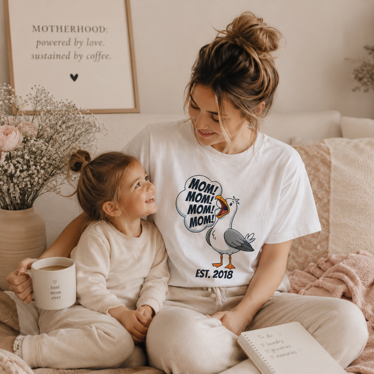 Mom Mom Mom Mom Personalized T-Shirt - Custom Name Funny Gift for Mom
