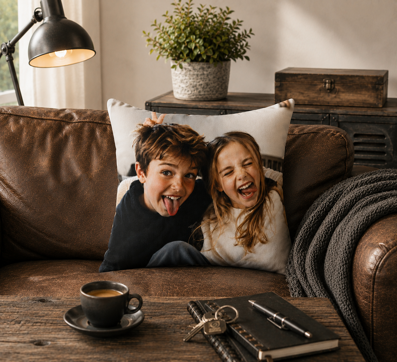 Custom picture detail — brother photo personalized pillow full bleed print