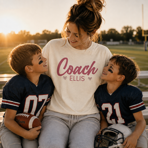 Coach shirt size guide — S to 2XL personalized name shirt for her