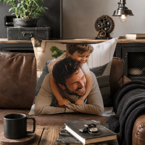 Dad photo pillow perfect gift infographic — personalized custom picture gift for dad