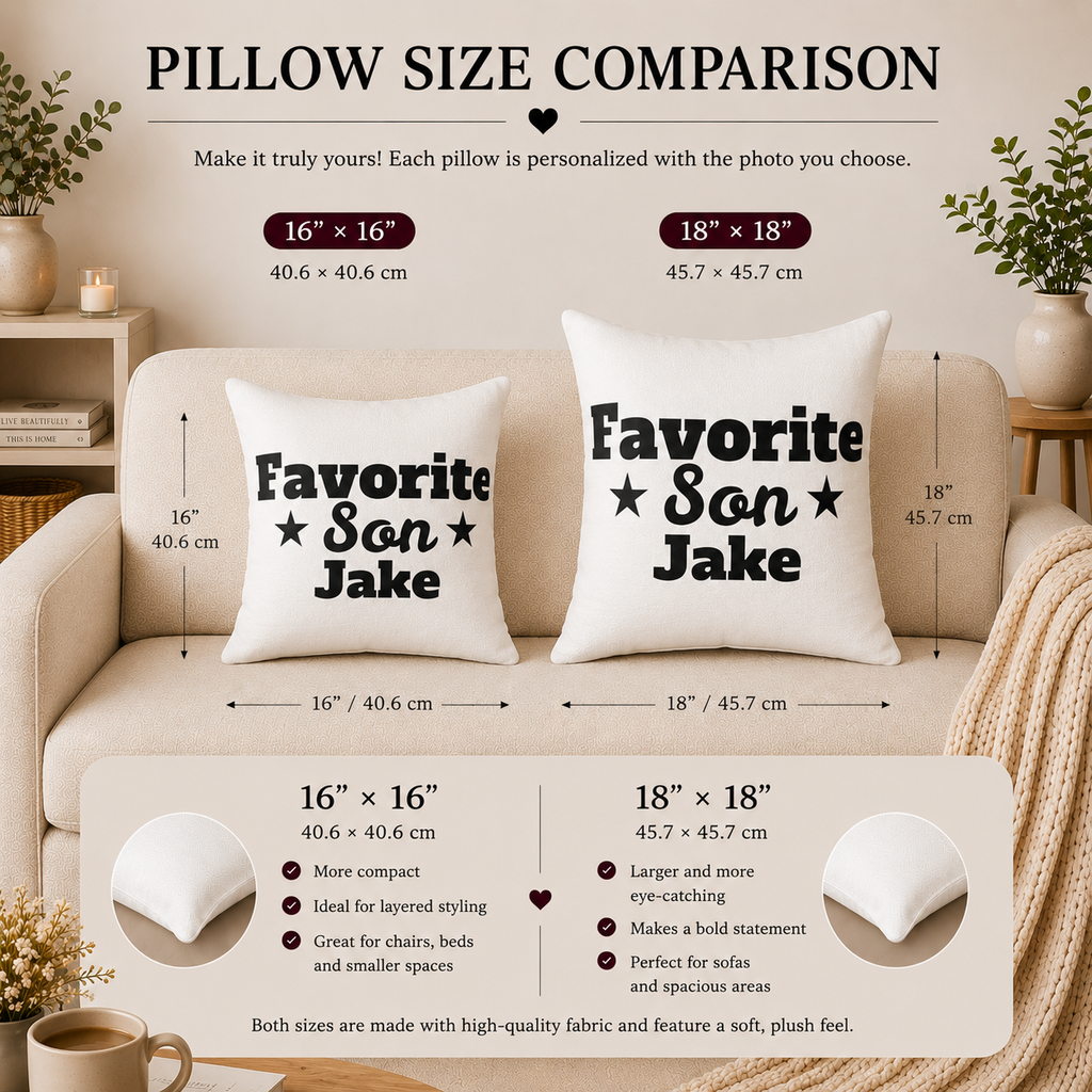 Favorite Son pillow lifestyle — custom name gift for son in bedroom
