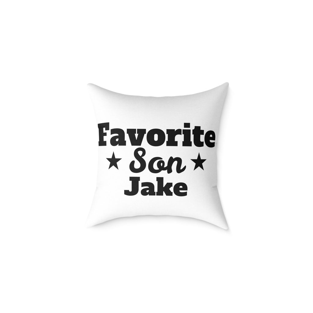 Favorite Son personalized pillow with bold typography and custom name — gift for son