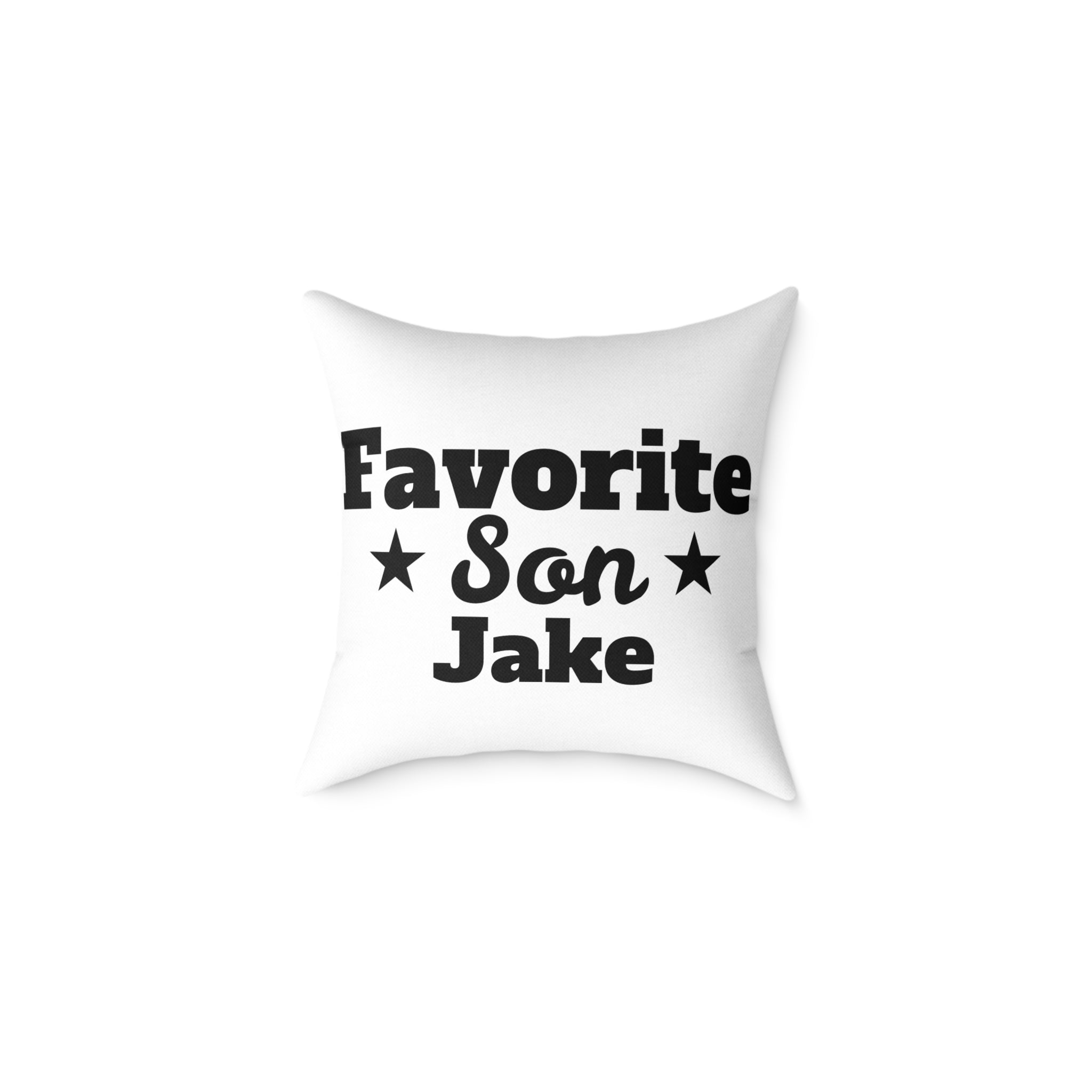Favorite Son personalized pillow with bold typography and custom name — gift for son