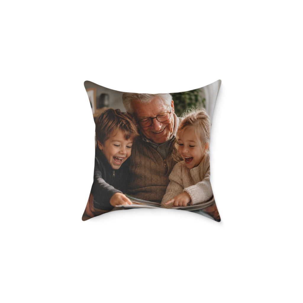 Grandpa photo personalized pillow — custom picture gift for grandpa with grandkids