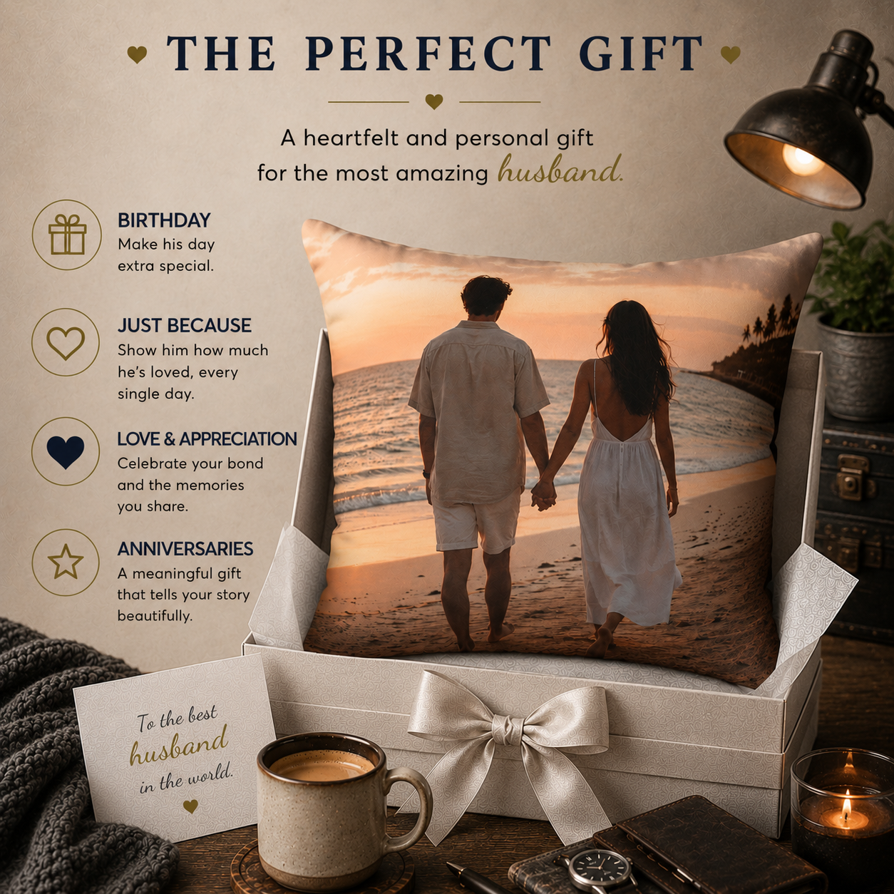 Custom picture detail — husband photo personalized pillow full bleed print
