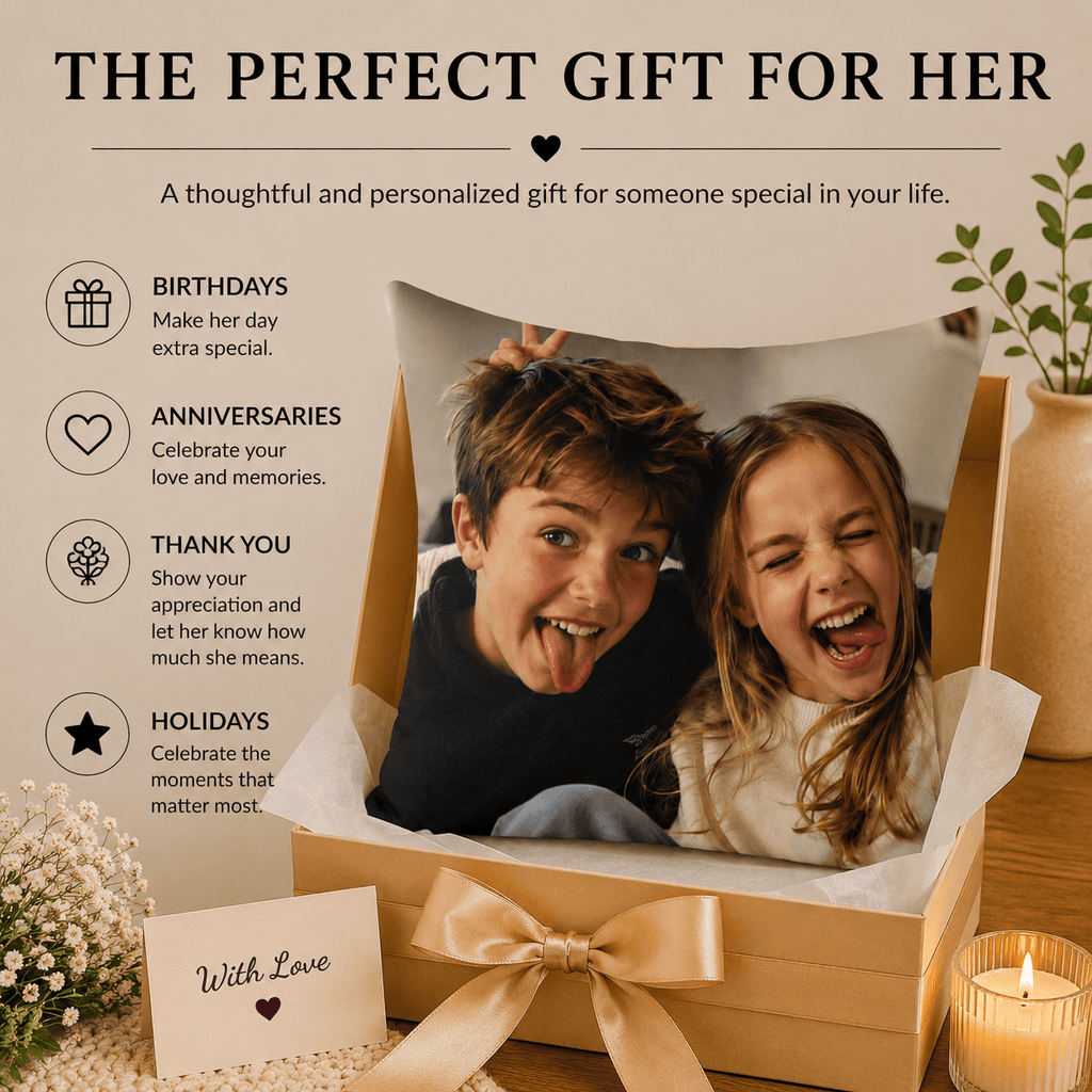 Perfect gift infographic for kids photo personalized pillow