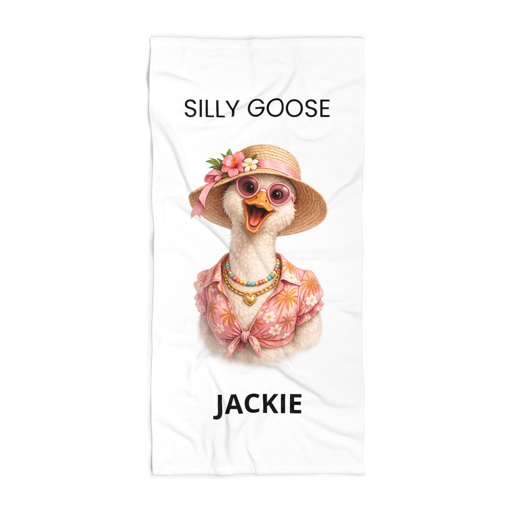 Silly Goose Personalized Beach Towel - Custom Name Gift for Her