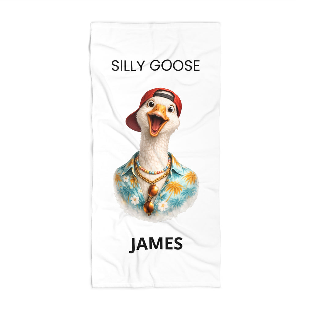 Silly Goose Personalized Beach Towel - Custom Name Gift for Him