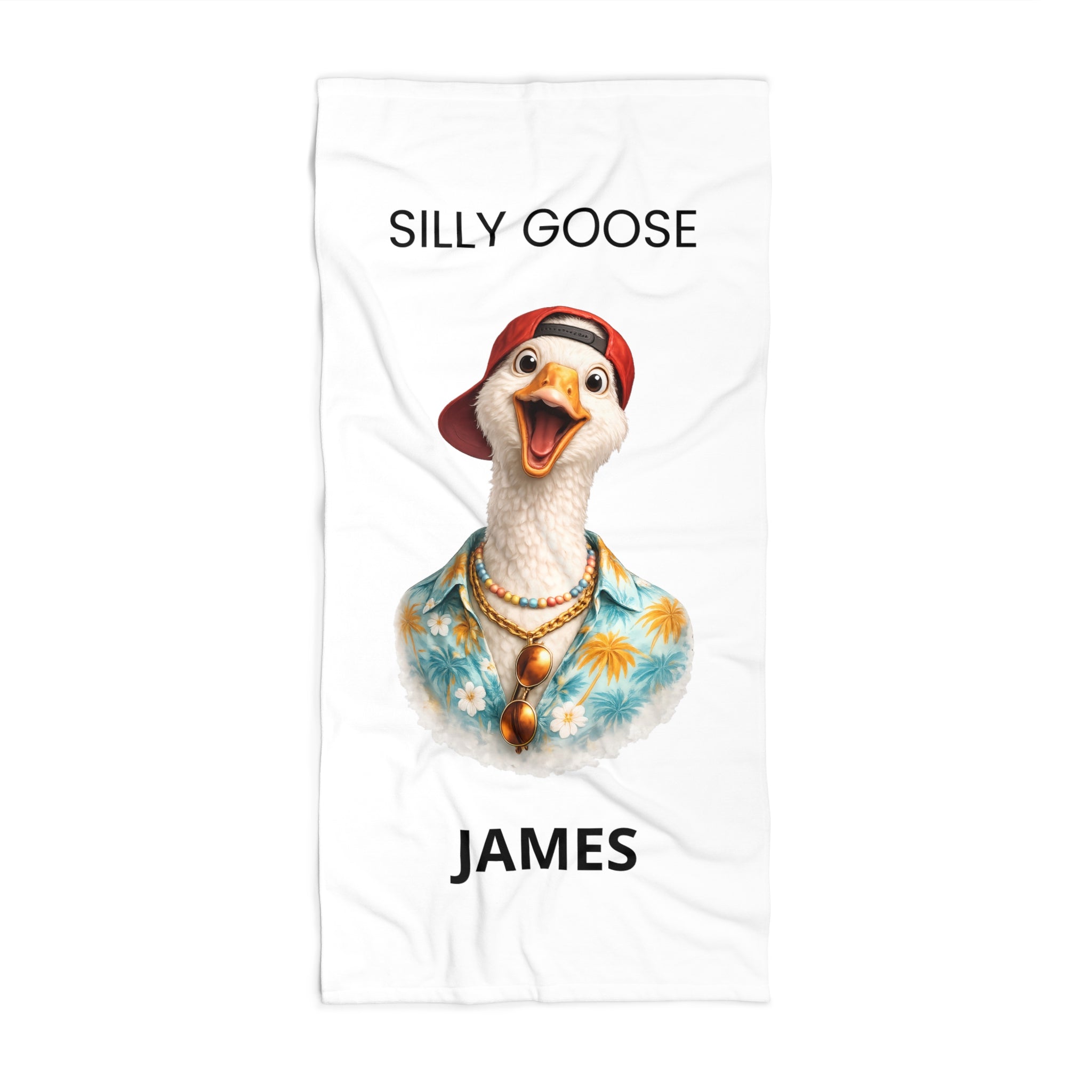 Silly Goose Personalized Beach Towel - Custom Name Gift for Him