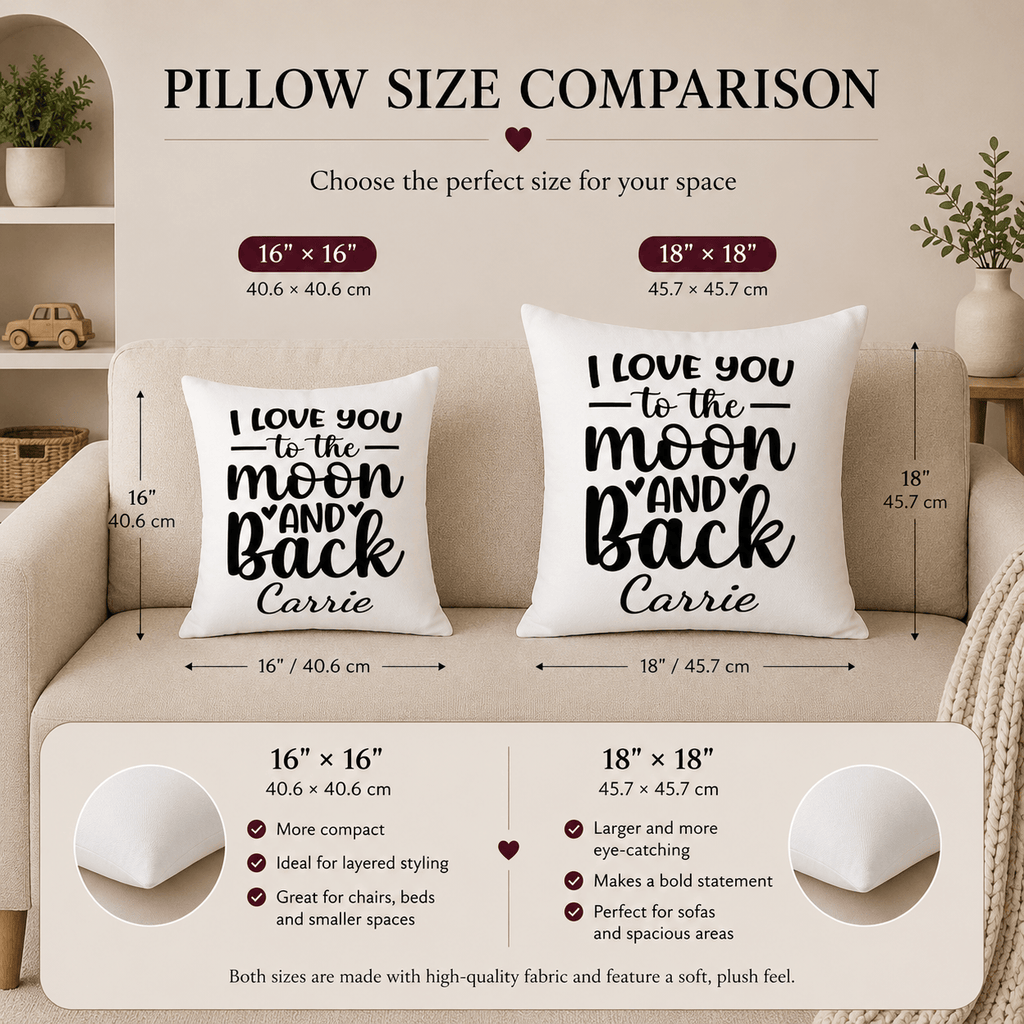 I Love You to the Moon and Back personalized pillow — custom name girlfriend gift