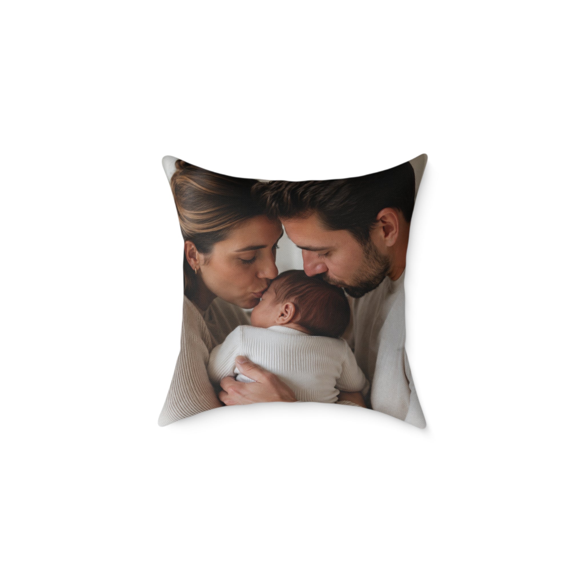 New parents photo personalized pillow — custom picture baby shower gift