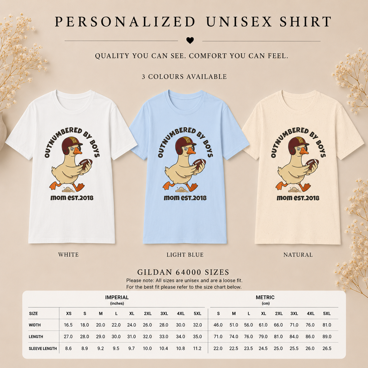 Outnumbered by Boys shirt color options — white natural light blue