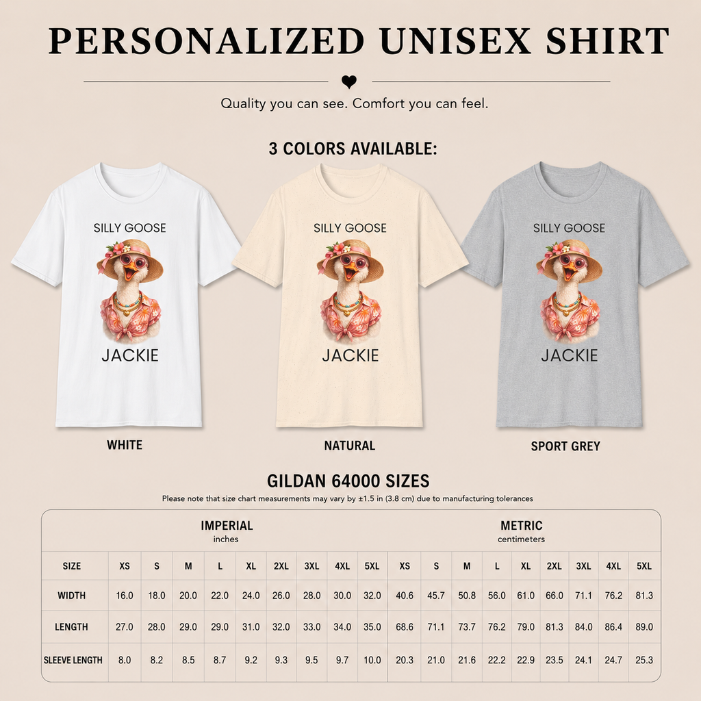 Silly Goose shirt natural mockup — personalized vacation cruise gift for her