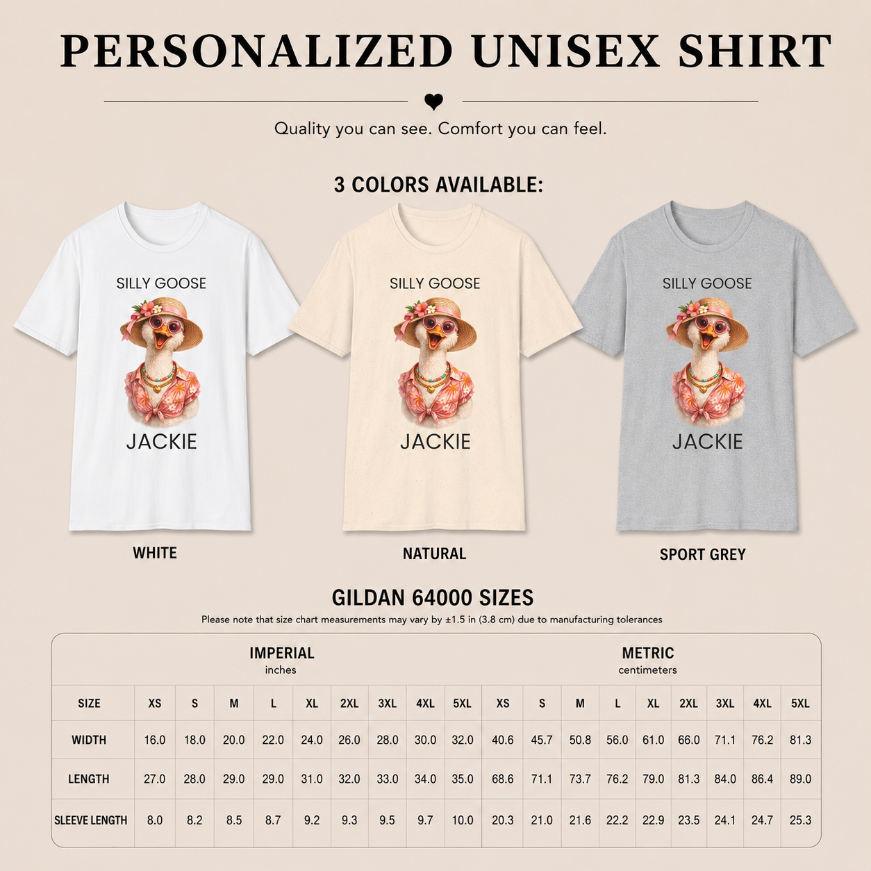 Silly Goose shirt natural mockup — personalized vacation cruise gift for her