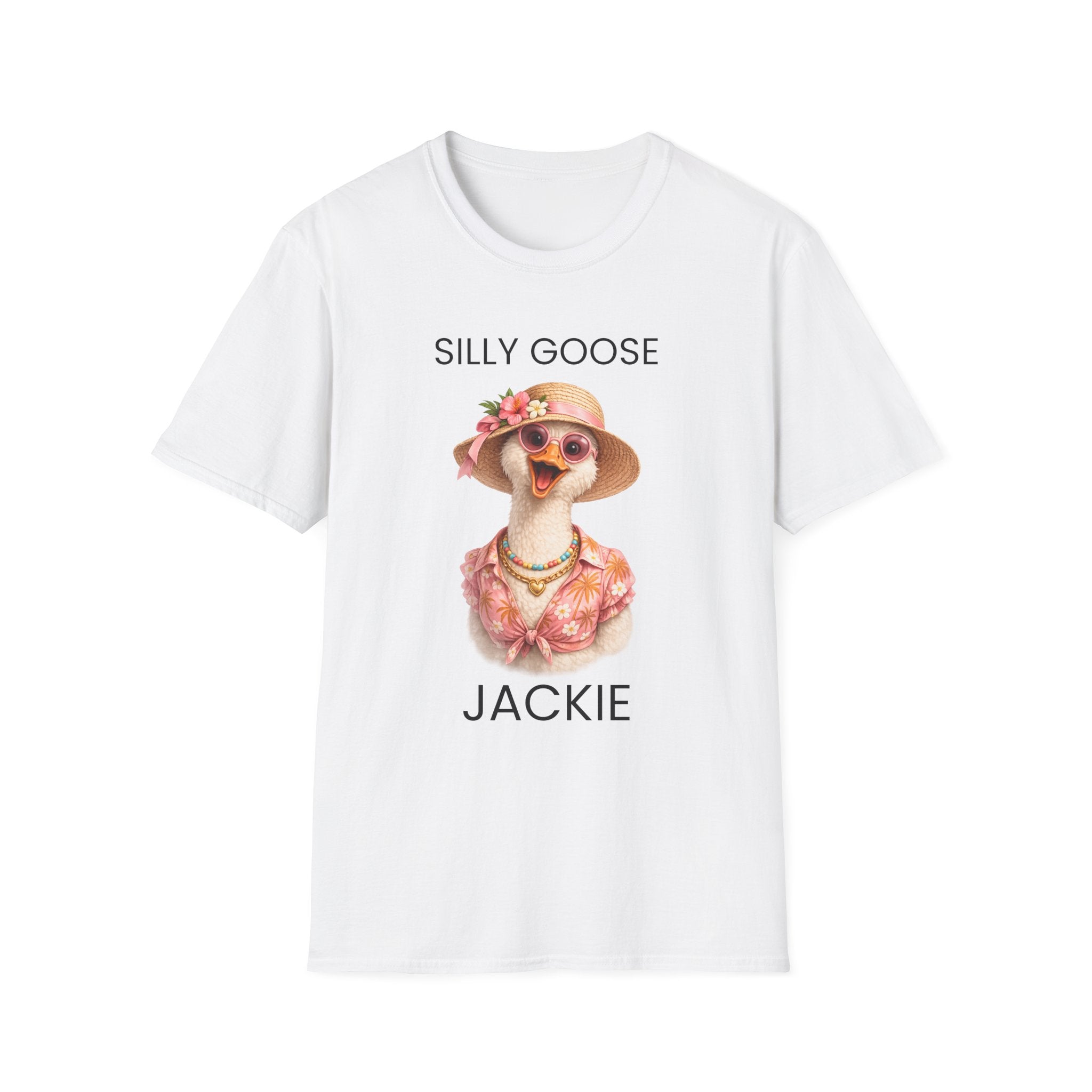 Silly Goose personalized t-shirt for her — custom name funny vacation shirt in white