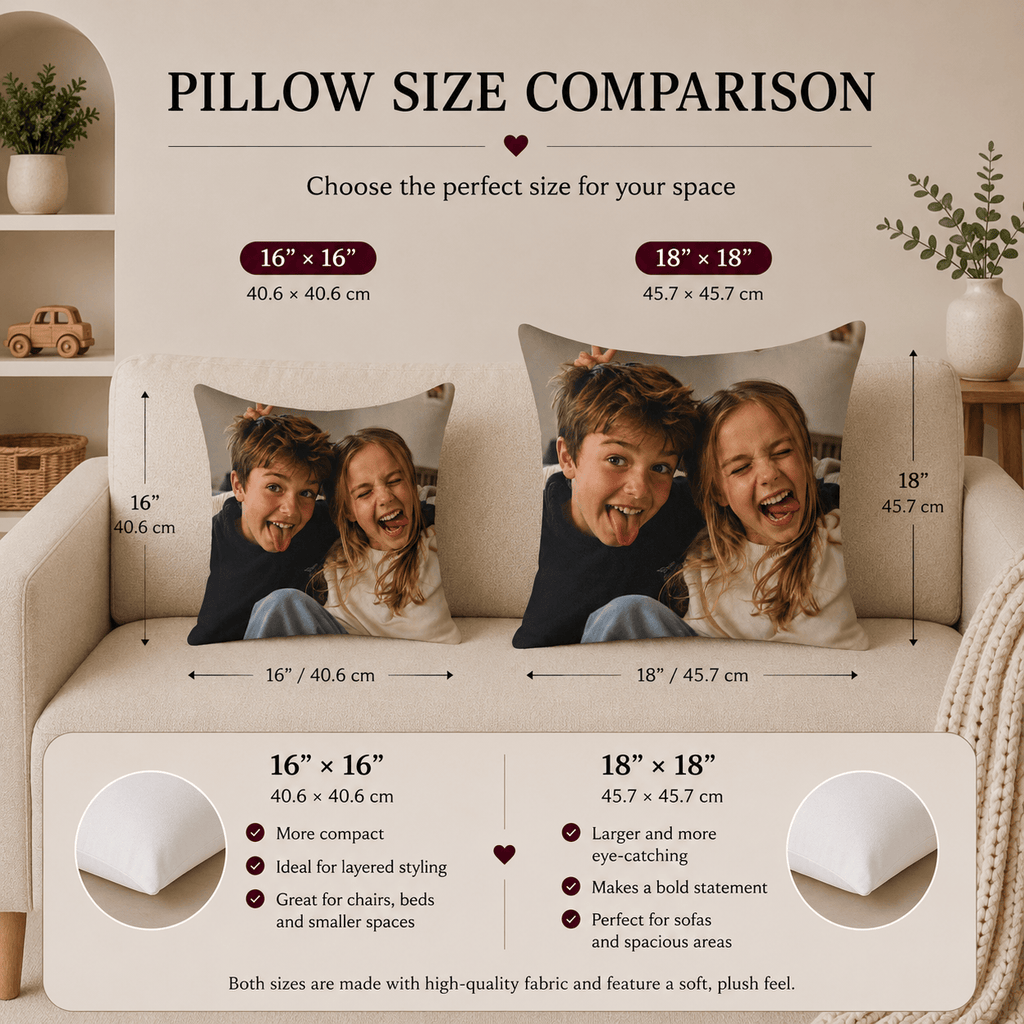 Custom picture detail — sister photo personalized pillow full bleed print