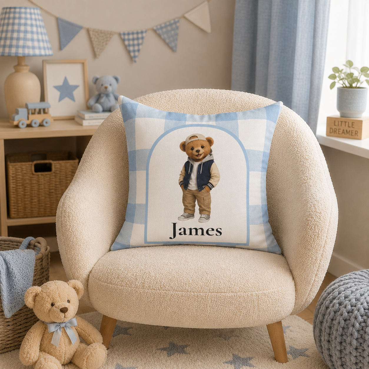 Perfect gift infographic — teddy bear boy personalized pillow custom name