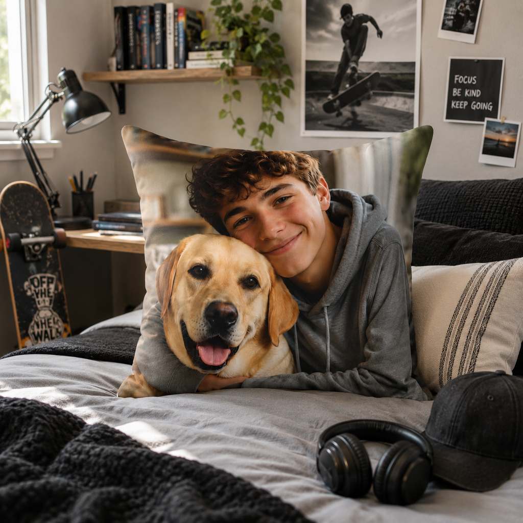 Teen photo pillow perfect gift infographic — custom picture gift for teens