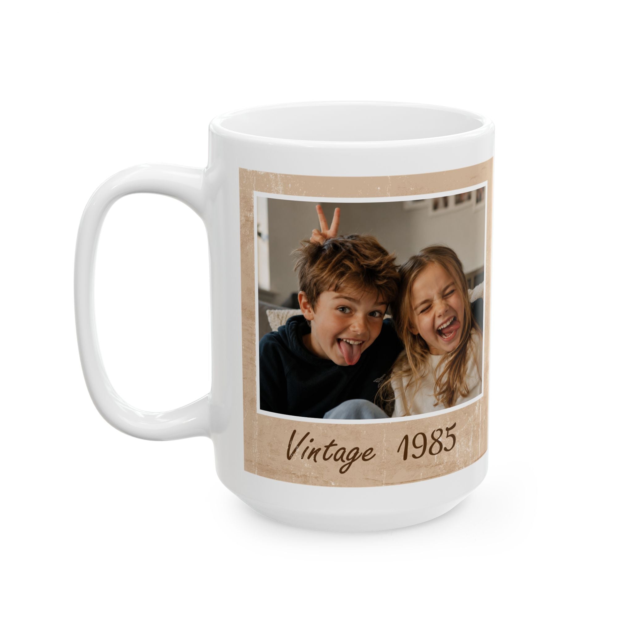 Vintage photo mug teacher showcase — 4 examples custom year gift